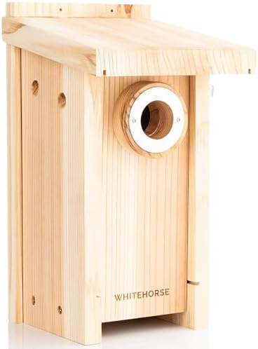 WHITEHORSE Bluebird House - Weatherproof Bird House for Outdoors - Cedar Birdhouse Built to NABS Specs - Nest Box for Bluebirds, Chickadees, Titmice