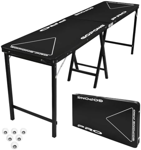 GoPong PRO 8 Foot Premium Beer Pong Table - Heavy-Duty (Black, 36-Inch Tall)