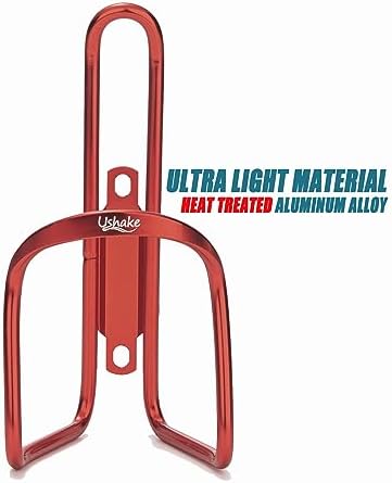 USHAKE Water Bottle Cages, Basic MTB Bike Bicycle Alloy Aluminum Lightweight Water Bottle Holder Cages Brackets(2 Pack- Drilled Holes Required)