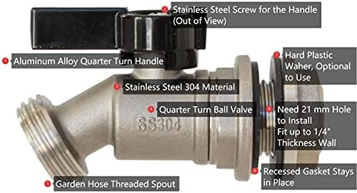 RBS006 Stainless Steel Rain Barrel Spigot (Quarter Turn Ball Valve)