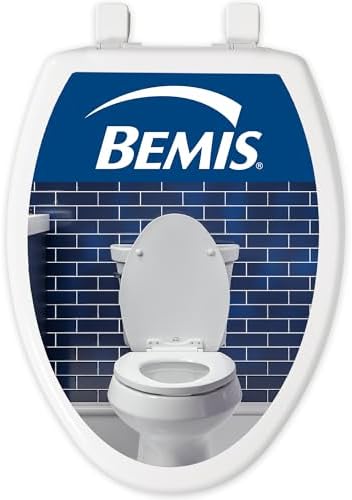 Bemis 1500EC 390 Lift-Off Wood Elongated Toilet Seat, Cotton White (Pack of 1) | Durable enameled wood resists chipping & scratching, fits all standard elongated toilets, Made in USA, 1500EC 390