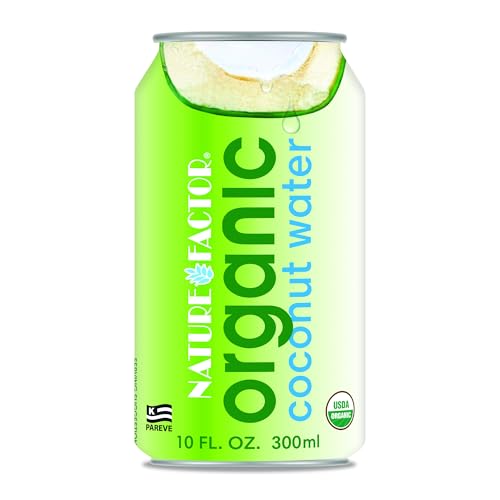Nature Factor Organic Coconut Water - 10 Fl Oz (Pack of 12) | Pure Pressed Coconut Water, Organic Electrolytes