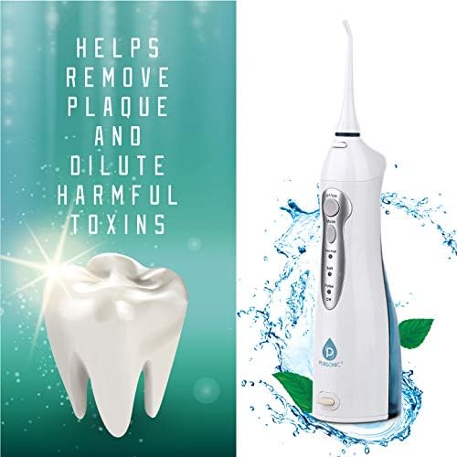 Pursonic USB Rechargeable Oral Irrigator Water Flosser, Helps Remove Plaque and Dilute Harmful Toxins.