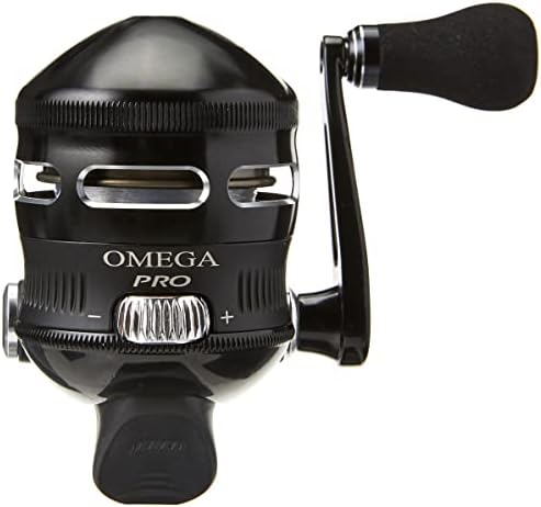 Zebco Omega Pro Spincast Fishing Reel, Dual Ceramic Pick-up Pins, Solid-Brass Pinion Gear, GlideLine ll Line Retrieval System, Pre-Spooled