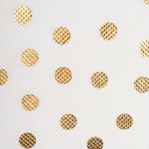 DII Woven Polyester Storage Bin, Polka Dot, White & Gold, Large Set of 2