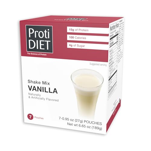 ProtiDIET Chocolate Protein Shake - Low Fat, High Protein Drink for a Healthy Active Lifestyle - Quick and Easy Preparation Chocolate Protein Drink - 7 pouches per box | 15g High Protein with Fiber, Low Carb Chocolate Shake, Low Sugar, Rich Cocoa Flavor…