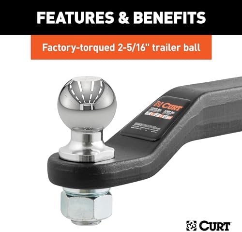 CURT 45331 Loaded Ball Mount, 2-5/16" Ball, 15, 000 lb, 2" Drop | Fits 2" Receivers, 1, 500 lb Tongue Weight, Solid Forged Steel