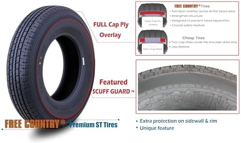 FREE COUNTRY 2 Premium Trailer Tire ST225/75R15 10PR LRE 117N w/Scuff Guard