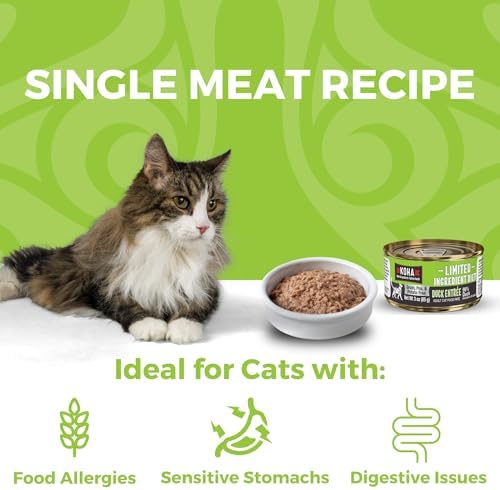 KOHA Limited Ingredient Diet Kangaroo Pate for Cats, 5.5 oz Pack of 24 | Single meat protein, sensitive stomach formula, no fillers, wet cat food, made in USA