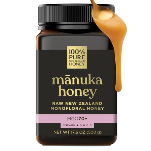 100% Pure New Zealand Manuka Honey MGO 70+ Monofloral Raw Honey 17.6 Oz
