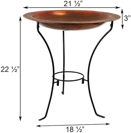 Ancient Graffiti Copper Plated Steel Bird Bath, 22W x 2D x 22H in.