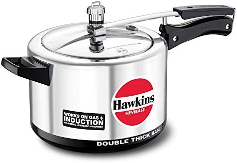 Hawkins Aluminium 5 Litre Hevibase Pressure Cooker, Induction Inner Lid Cooker, Silver (Ih50)