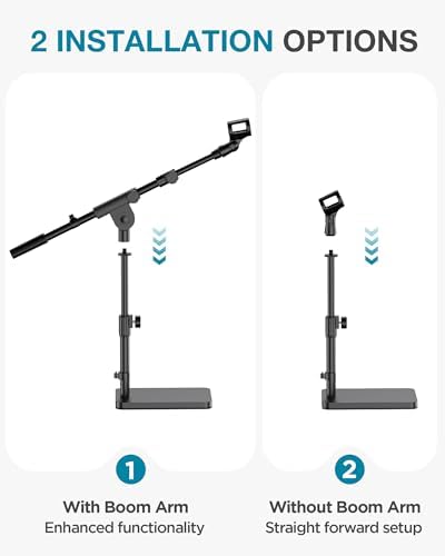 InnoGear Adjustable Desk Microphone Stand, Weighted Base with Soft Grip Twist Clutch, Boom Arm