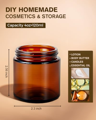 2 oz Glass Jars with Lids, Hoa Kinh 24 Pack Clear Small Cosmetic Glass Jars