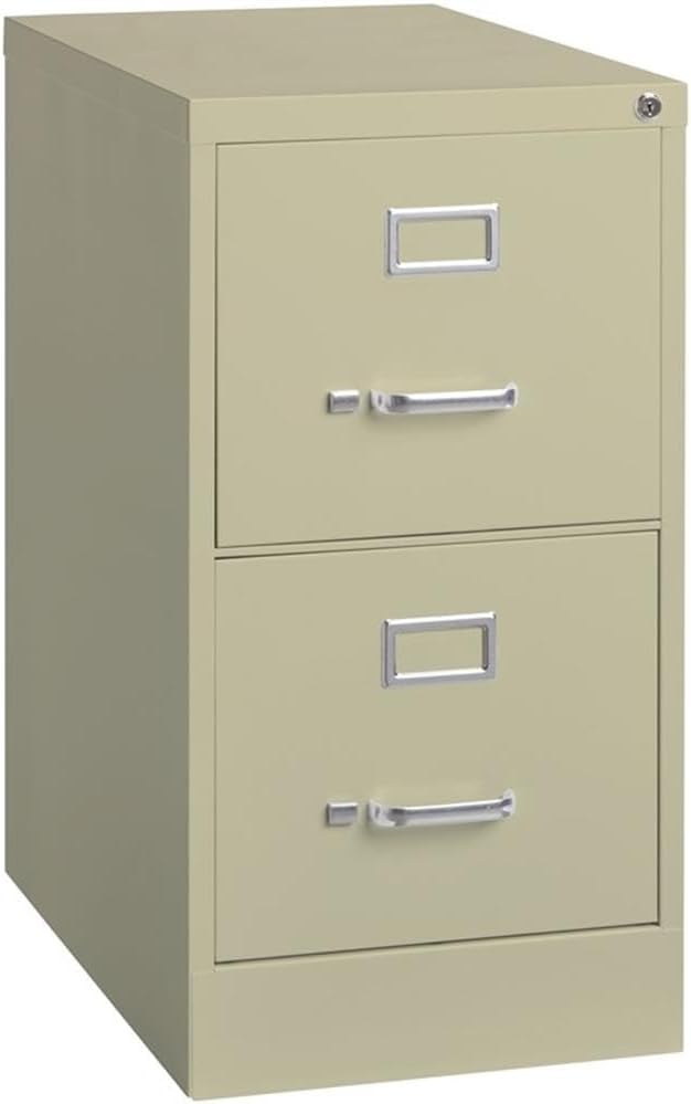 Scranton & Co 22" 4-Drawer Metal Letter Width Vertical Filing Cabinet in Beige, Lockable, Sturdy Steel Construction, Office or Home Use, Durable Letter Size File Storage