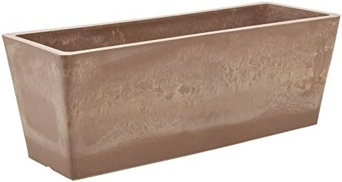 Arcadia Garden Products PSW U45CT Plastic/Stone/Wood Composite Simplicity Window Box, No Drainage Hole (Drillable), 17.5" x 7" x 6", Cement Color