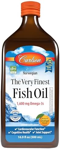 Carlson The Very Finest Fish Oil, 1600 mg, Omega-3s, 200 mL (6.7 Fl Oz) | Lemon; Liquid Fish Oil Supplement; Norwegian Fish Oil; Wild Caught; Sustainably Sourced Fish Oil Liquid