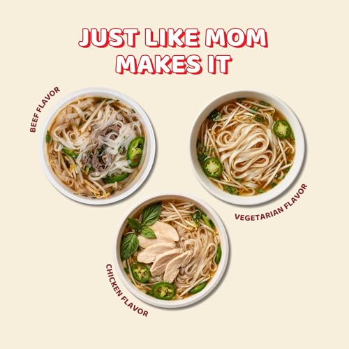 VIFON Pho Bo Vietnamese Beef Flavor Rice Noodle Bowl, 70g (Pack of 12) | Authentic Vietnamese Instant Pho | Halal Certified | Includes Seasoning & Oil Packets | Ready in 3 Minutes