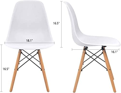 Furmax Modern Style Dining Chair Mid Century Modern DSW Chair, Shell Lounge Plastic Chair for Kitchen, Dining, Bedroom, Living Room Side Chairs Set of 4(White)