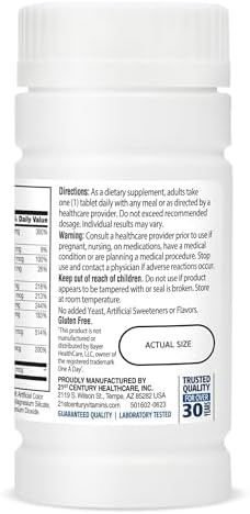 21st Century One Daily Men's 50+ Tablets, 100 Count | Complete Daily Multivitamin, Compare VS. One A Day® Men's 50+, Men Over 50 with Memory, Complete Nutrition for Men 50 Plus