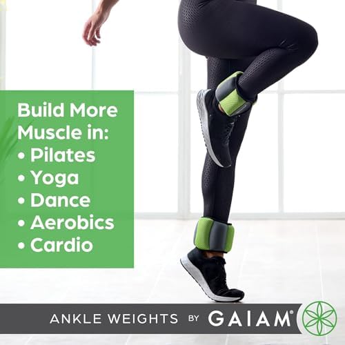Gaiam Ankle Weights, Wearable Bracelet to Strengthen, Tone & Sculpt, Adjustable Ankle Weights for Women & Men for Yoga, Dance, Pilates, Barre, Cardio