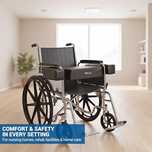 Skil-Care Wheelchair Lap Top Tray Cushion, Half-Arm, 4" Thick, 18", Black | 307040, Fits All 18" Half-Arm Wheelchairs, with Foam Cutouts for Secure Fit, Polyfoam Padding, Durable Wipe-Clean Vinyl Cover