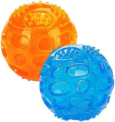 ACEONE Dog Squeaky Ball, Pet Squeak Chew Bouncy Rubber Toy Balls for Small Medium Dogs Indestructible Exercise Training Playing (3 Balls)