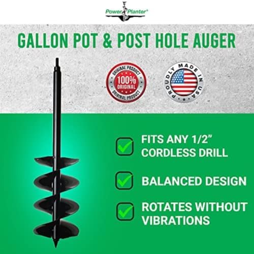 Auger Drill Bit Extension 7" x 28" with 1/2" Non-Slip Hex Drive — Garden Auger for Planting Gallon Potted Plants and Post Holes — Garden Digging
