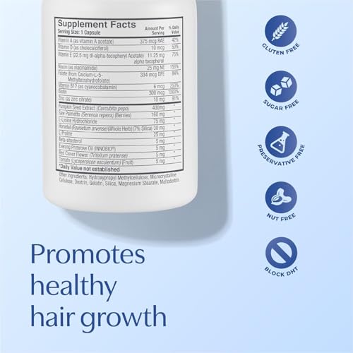 BosleyMD Women’s Healthy Hair Growth Supplements for Thicker, Fuller Hair– DHT-Blocking Botanicals with Biotin, Niacin, Zinc & L-Lysine – Rich in Vitamins & Minerals – 60 Capsules (2-Month Supply)