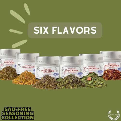 Gustus Vitae | Salt-Free Seasoning Gift Set of 6 | Gourmet Spice Blends | Natural Ingredients | Luxury Gift Set | Non GMO | Salt Free | No MSG | No