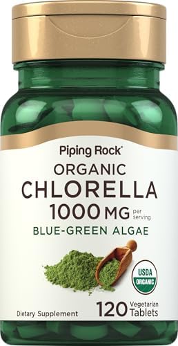 Piping Rock Chlorella | 1000mg | 120 Tablets | Organic Blue-Green Algae | Non-GMO, Gluten Free Supplement