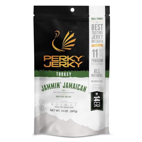 Perky Jerky Original Turkey Jerky, 14oz - Low Sodium - 10g Protein per Serving - Low Fat - 100% U.S. Sourced - Handcrafted, Tender Texture and Bold Flavor