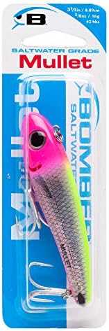 Bomber Lures Mullet Slow-Sinking Twitch / Walking Saltwater Fishing Lure - Excellent for Speckled Trout, Redfish, Stripers and More, 3 1/2 Inch, 5/8 Ounce