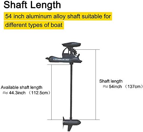 AQUOS Haswing Bow Mount Trolling Motor 12V 55lbs 48in with Wireless Remote | Fresh & Saltwater Ready, 164ft Wireless Remote Range, Black, Fits Boats up to 19ft, Req 13.7 x 8" Flat Mount Surface