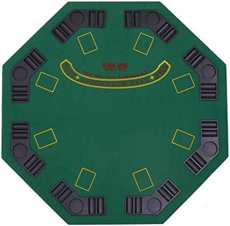 Soozier Poker Table Foldable 47" Octagon 8 Players Cup Holders Blue Felt