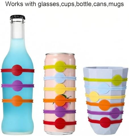 24 Pcs Silicone Drink Markers Reusable Cup and Glass Identifiers