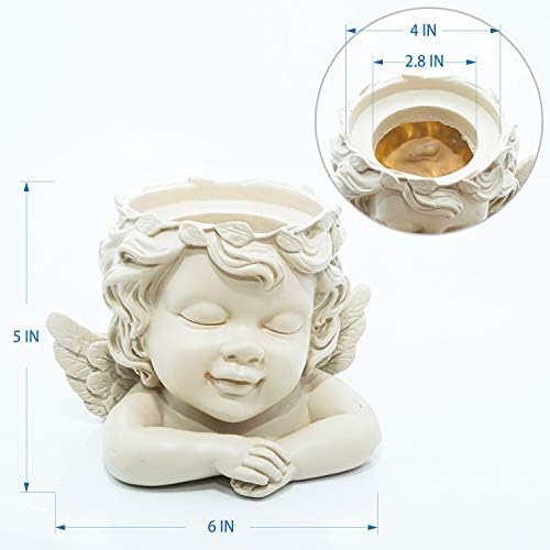 5.5 Inch Height Angel Statue Crafted Head Face Planter Pot