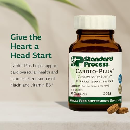 Standard Process Cardio-Plus - Antioxidant Support - Heart Health, Circulation & Blood Flow Supplement with Vitamin B6, Niacin & Riboflavin - Energy Metabolism Supplement - 90 Tablets