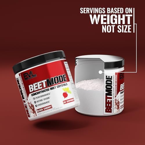 EVL BeetMode Beet Root Nitric Oxide Powder, Black Cherry - 30 Servings