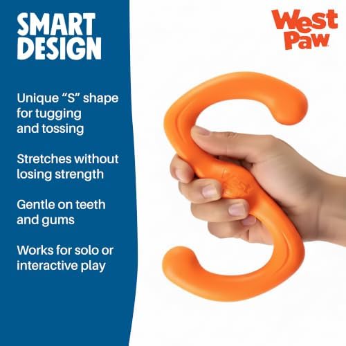 West Paw Zogoflex Bumi Dog Tug Toy – S-Shaped, Lightweight Chew Toys for Fetch, Play