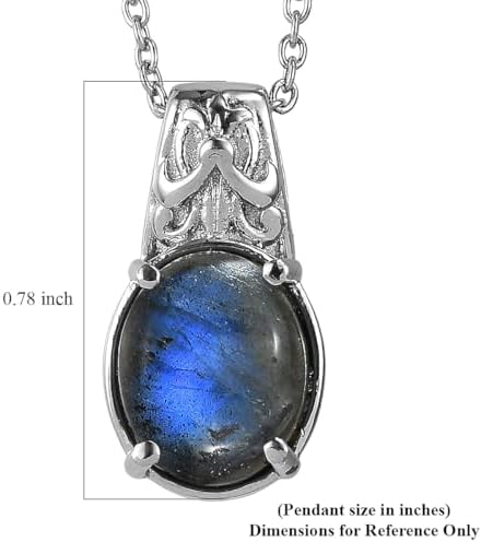 Labradorite 5.60 ctw Pendant Necklace in Stainless Steel 20 Inches