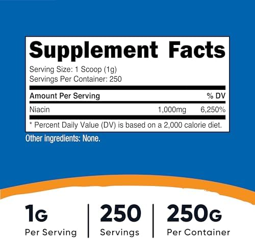 Nutricost Niacin (Vitamin B3) Powder 250 Grams, May Cause Flush | 1 g Per Serving