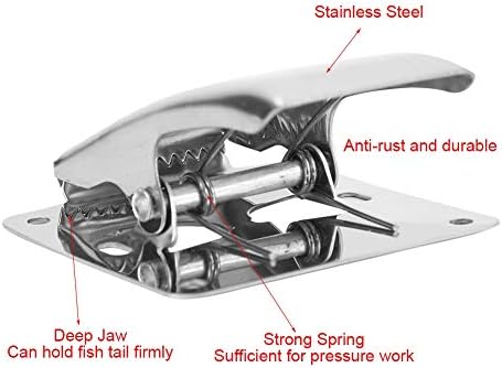 Fish Grip, Stainless Steel Fillet Clamp with Deep Jaw for Secure Fish Tail Holding and Processing