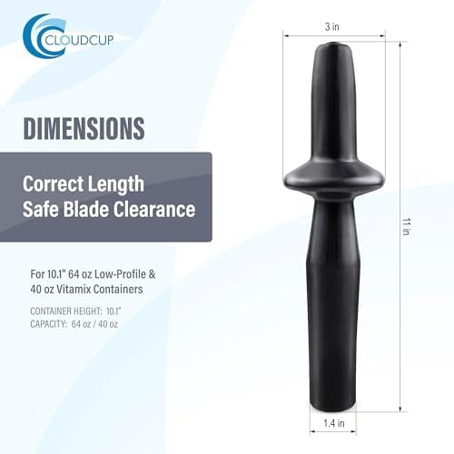 Low-Profile Tamper for Vitamix 64-ounce Low Profile and 40-ounce Containers