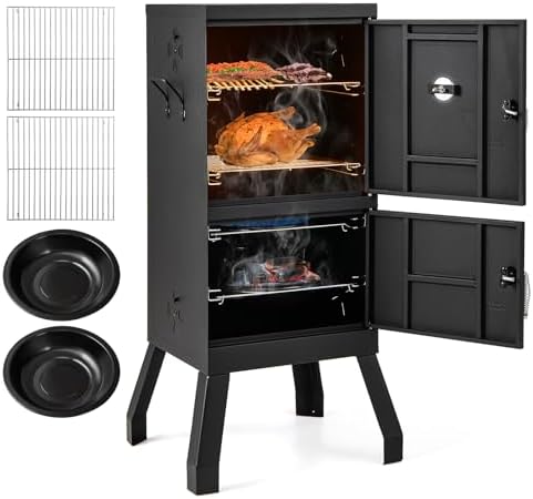 Giantex Vertical Charcoal Smoker, Outdoor BBQ Smoker Grill with Thermometer