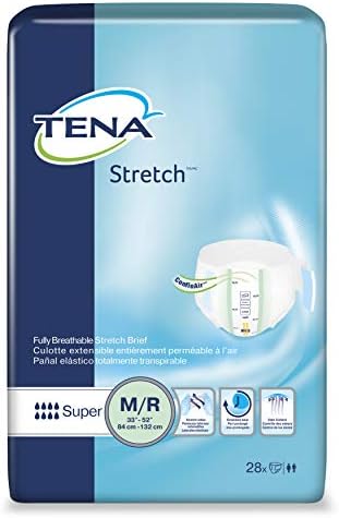 TENA Stretch Brief, Super Absorbency pack of 28 Size Medium/Regular Waist Siz... MMED-SCT67902 Pack