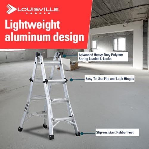 Louisville Ladder 13-Foot Aluminium Multipurpose Ladder, 300-Pound Load Capacity, Type IA, L-2098-13