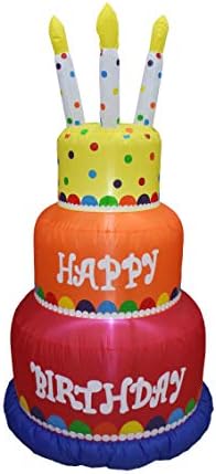 6 Foot Tall Happy Birthday Cake Inflatable with Candles