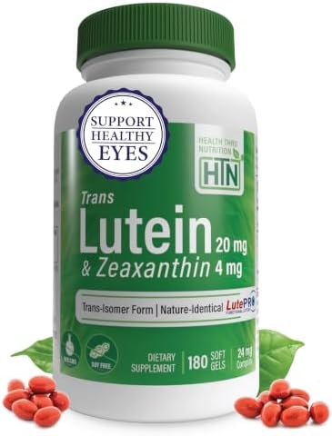 Trans Lutein 20mg Trans Zeaxanthin 4mg, 60 Softgels Health Thru Nutrition | Trans-Isomer Lutein Supplement Marigold Extract in Nature Identical 5:1 Ratio | Supports Healthy Eye, Skin and Brain, Non-GMO