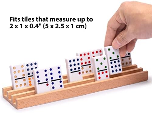Yellow Mountain Imports Premium Beechwood Domino Racks/Trays (10-Inch) - Set of 4 - Domino Holders for Mexican Train